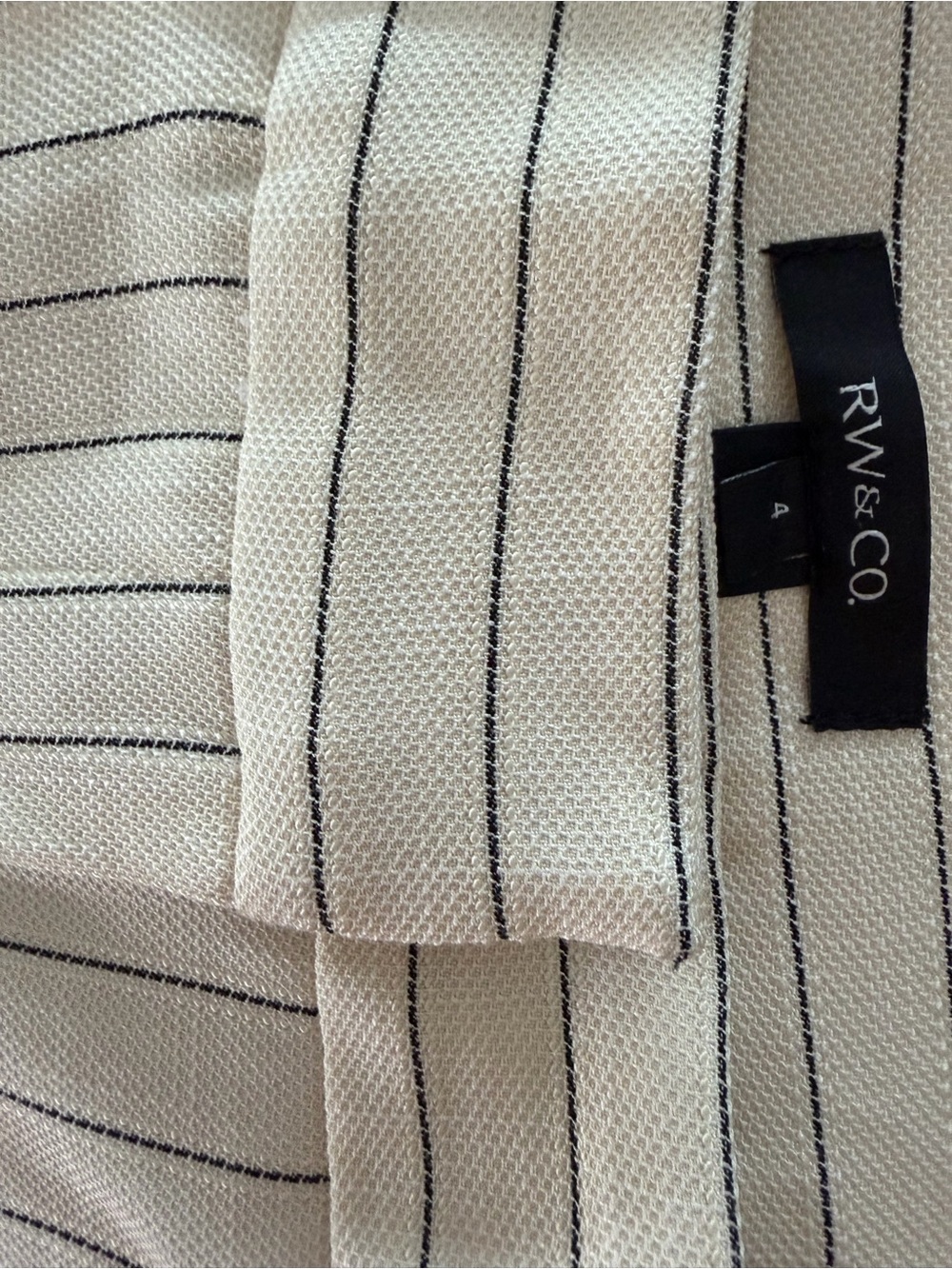 RW&CO. Ivory Blouse with Black Pinstripes